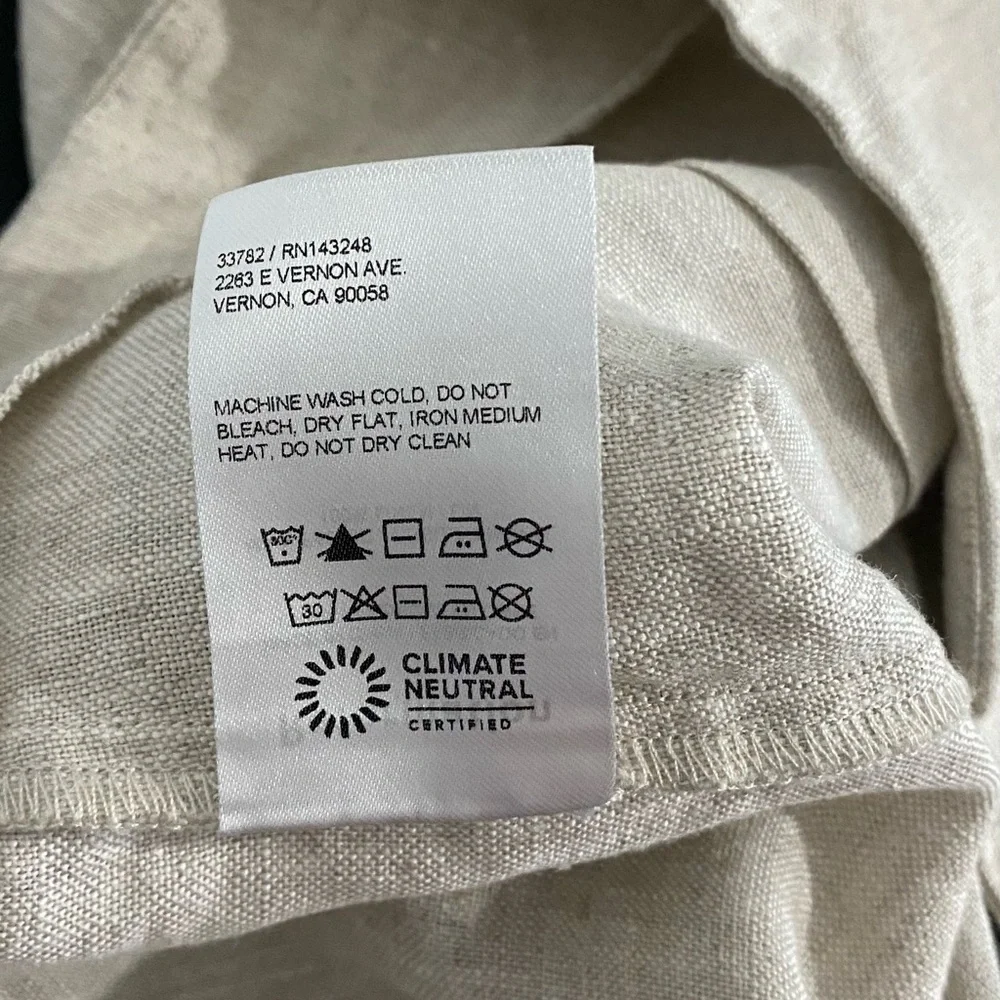 Reformation Cleo Linen Wide Leg Pants Size 8 Oatmeal Neutral Light Tan Pleated